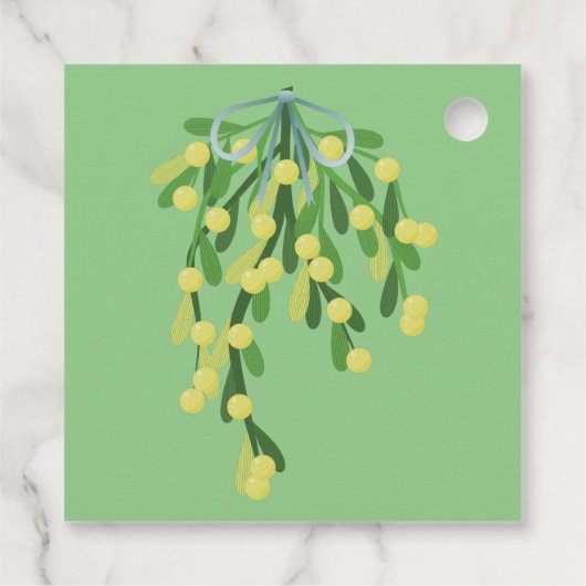 Pastel-groene mistletoe-vierkante sticker bedankjes labels (Achterkant)