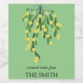 Pastel-groene mistletoe wijn etiket (Enkel label)