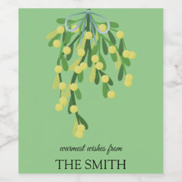 Pastel-groene mistletoe wijn etiket