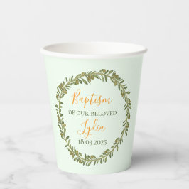 Pastel Groene Olijf Krans Papier Cups Papieren Bekers