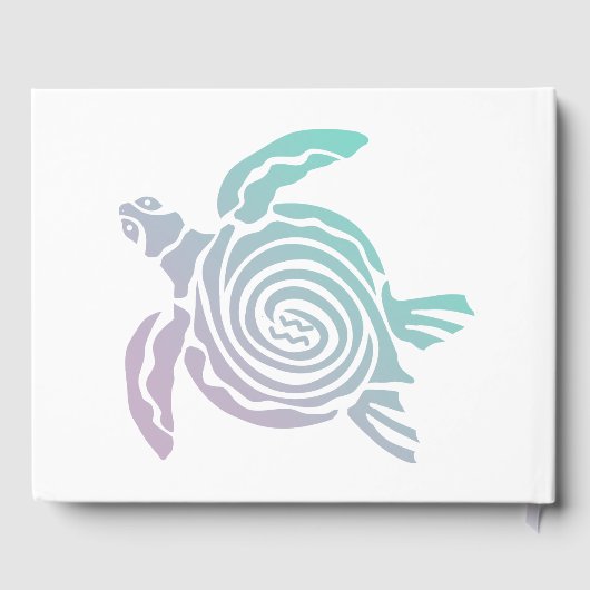 Pastel Groene Paarse Tribal Turtle Familie Reünie Gastenboek (Achterkant)