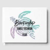 Pastel Groene Paarse Tribal Turtle Familie Reünie Gastenboek (Voorkant)