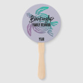 Pastel Groene Paarse Tribal Turtle Familie Reünie Handwaaier (Voorkant)