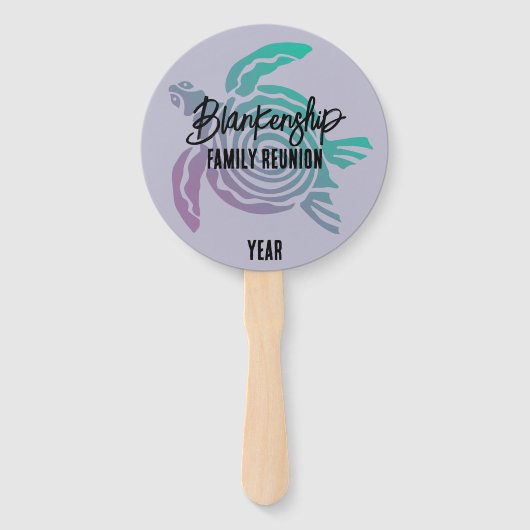 Pastel Groene Paarse Tribal Turtle Familie Reünie Handwaaier (Voorkant)