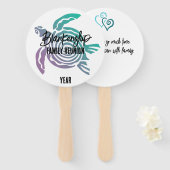 Pastel Groene Paarse Tribal Turtle Familie Reünie Handwaaier (Voorkant en achterkant)