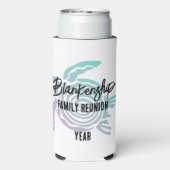 Pastel Groene Paarse Tribal Turtle Familie Reünie Seltzer Blikjeskoeler (Seltzer Achterkant)