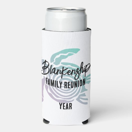 Pastel Groene Paarse Tribal Turtle Familie Reünie Seltzer Blikjeskoeler (Seltzer Voorkant)