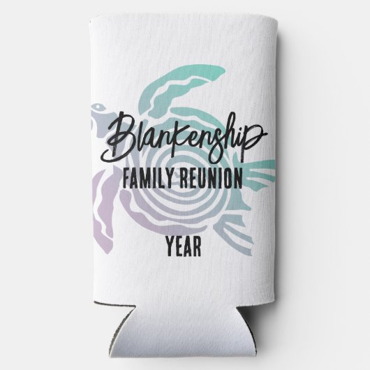 Pastel Groene Paarse Tribal Turtle Familie Reünie Seltzer Blikjeskoeler (Achterkant)