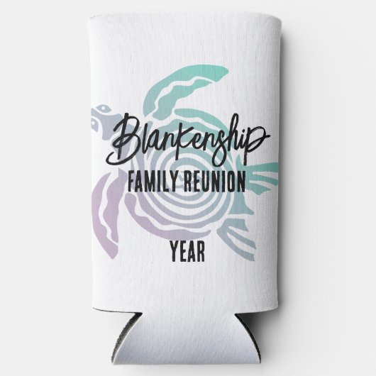 Pastel Groene Paarse Tribal Turtle Familie Reünie Seltzer Blikjeskoeler (Voorkant)