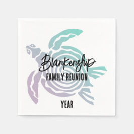 Pastel Groene Paarse Tribal Turtle Familie Reünie Servet