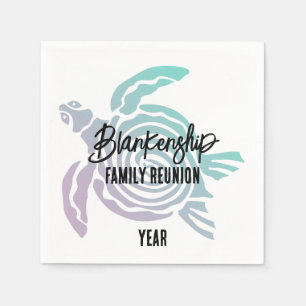 Pastel Groene Paarse Tribal Turtle Familie Reünie Servet