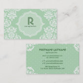 Pastel Groene Polka Dot & Floral-Elegant Sjabloon Visitekaartje (Voorkant / Achterkant)