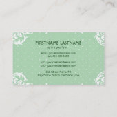 Pastel Groene Polka Dot & Floral-Elegant Sjabloon Visitekaartje (Achterkant)