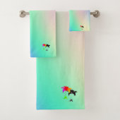Pastel Groene Regenboog Zwart Bloemen Gift Bad Handdoek (Insitu)