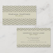 Pastel Groene Retro Chevron Patroon Linnen Textuur Visitekaartje (Voorkant / Achterkant)