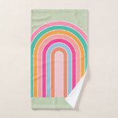 Pastel Groene Retro Regenboog Bad Handdoek (Handdoek)