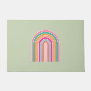 Pastel Groene Retro Regenboog Deurmat