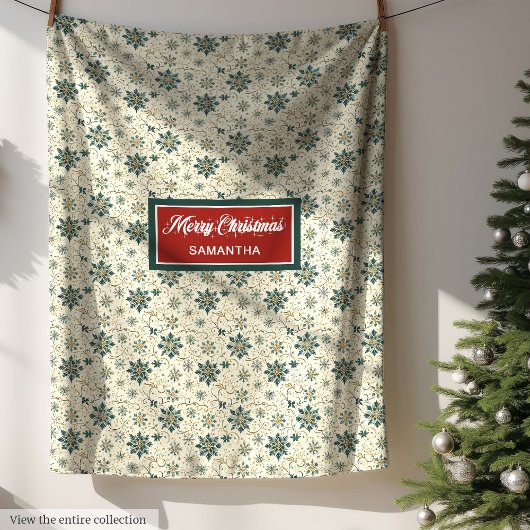 Pastel Groene Sneeuwvlokken Gepersonaliseerde Goo Fleece Deken