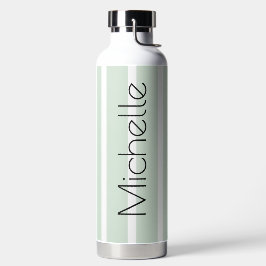 Pastel Groene Strepen met Naam Waterfles