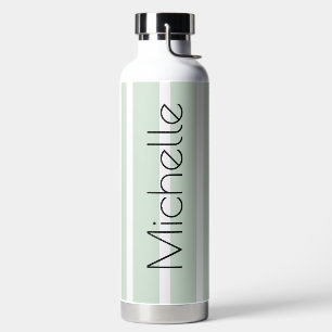 Pastel Groene Strepen met Naam Waterfles