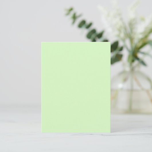 Pastel groene theeblad effen kleur briefkaart (Staand voorkant)