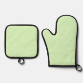 Pastel groene theeblad effen kleur ovenwant & pannenlap set (Voorkant)