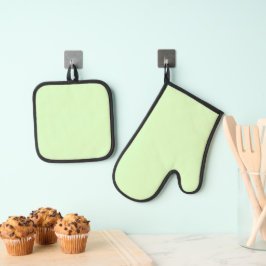 Pastel groene theeblad effen kleur ovenwant & pannenlap set