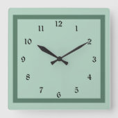 Pastel groene vaste kleur vierkante klok (Voorkant)