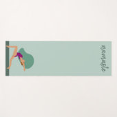 Pastel Groene Vrouwen Poses Oefeningen Namaste Yog Yogamat (Voorkant (horizontaal))