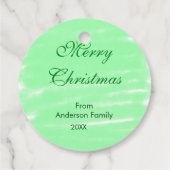 Pastel groene waterverf vrolijk kerstfeest modern bedankjes labels (Achterkant)