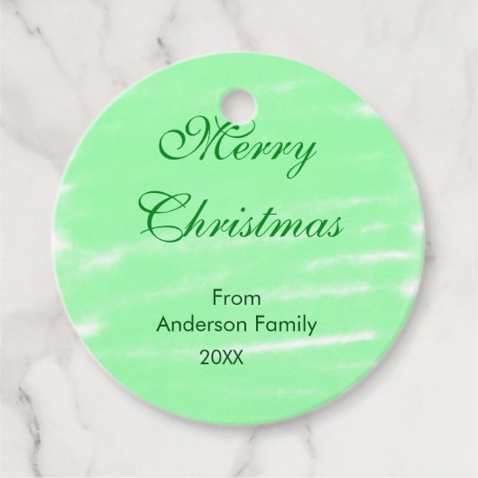 Pastel groene waterverf vrolijk kerstfeest modern bedankjes labels (Voorkant)