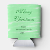 Pastel groene waterverf vrolijk kerstfeest modern blikjeskoeler (Achterkant)