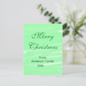 Pastel groene waterverf vrolijk kerstfeest modern briefkaart (Staand voorkant)