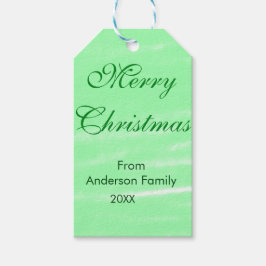 Pastel groene waterverf vrolijk kerstfeest modern  cadeaulabel