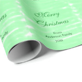 Pastel groene waterverf vrolijk kerstfeest modern cadeaupapier (Rol Hoek)