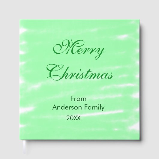 Pastel groene waterverf vrolijk kerstfeest modern  gastenboek (Voorkant)