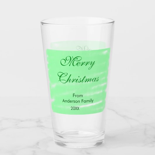 Pastel groene waterverf vrolijk kerstfeest modern glas (Voorkant)