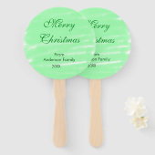 Pastel groene waterverf vrolijk kerstfeest modern  handwaaier (Voorkant en achterkant)