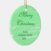 Pastel groene waterverf vrolijk kerstfeest modern keramisch ornament (Rechts)