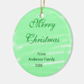 Pastel groene waterverf vrolijk kerstfeest modern keramisch ornament (Links)