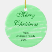 Pastel groene waterverf vrolijk kerstfeest modern keramisch ornament (Achterkant)
