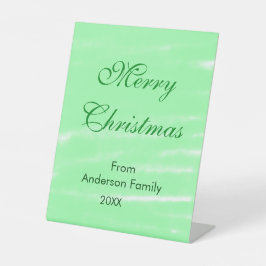 Pastel groene waterverf vrolijk kerstfeest modern  reclamebord met voetstuk