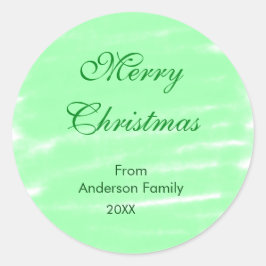 Pastel groene waterverf vrolijk kerstfeest modern  ronde sticker