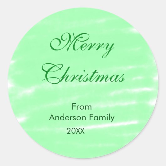 Pastel groene waterverf vrolijk kerstfeest modern  ronde sticker (Voorkant)
