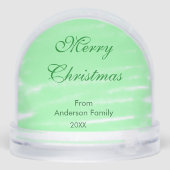 Pastel groene waterverf vrolijk kerstfeest modern  sneeuwbol (Achterkant)