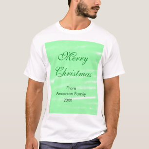 Pastel groene waterverf vrolijk kerstfeest modern t-shirt
