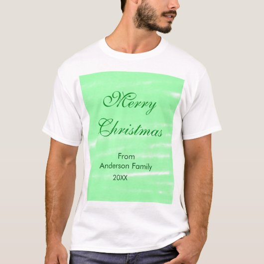 Pastel groene waterverf vrolijk kerstfeest modern t-shirt (Voorkant)