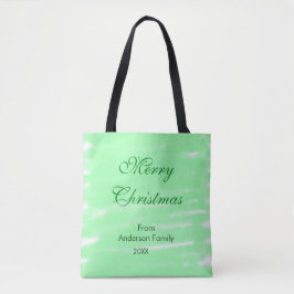 Pastel groene waterverf vrolijk kerstfeest modern  tote bag