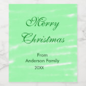 Pastel groene waterverf vrolijk kerstfeest modern  wijn etiket (Enkel label)