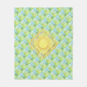 Pastel Groenen en gouden medaillons Abstracte kuns Fleece Deken (Voorkant)